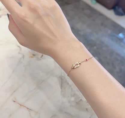 [Gaonasi]FORCE 10 DIAMOND CHAIN LINK PINK GOLD BRACELET