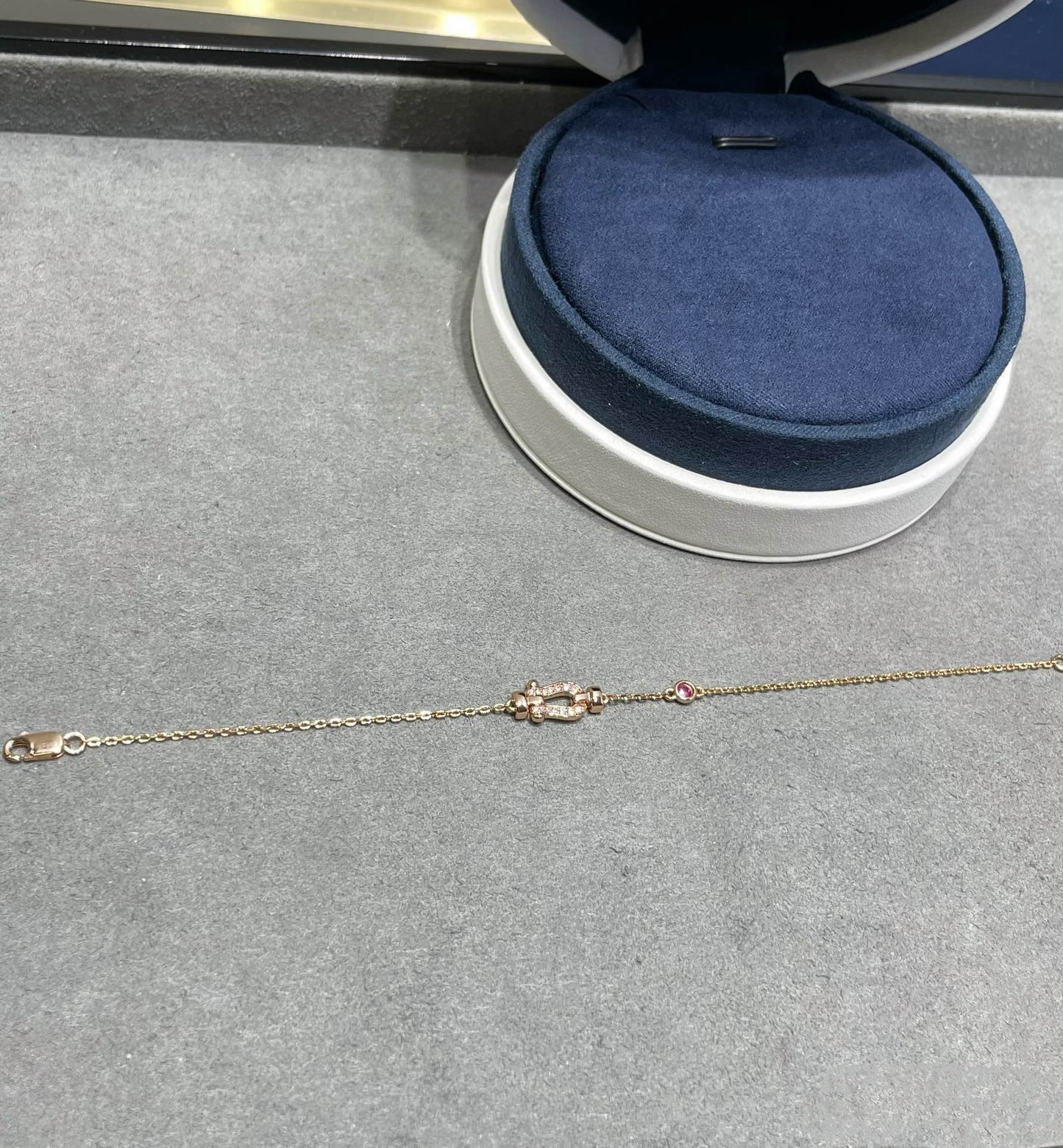 [Gaonasi]FORCE 10 DIAMOND CHAIN LINK PINK GOLD BRACELET