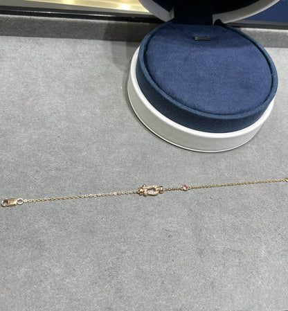 [Gaonasi]FORCE 10 DIAMOND CHAIN LINK PINK GOLD BRACELET