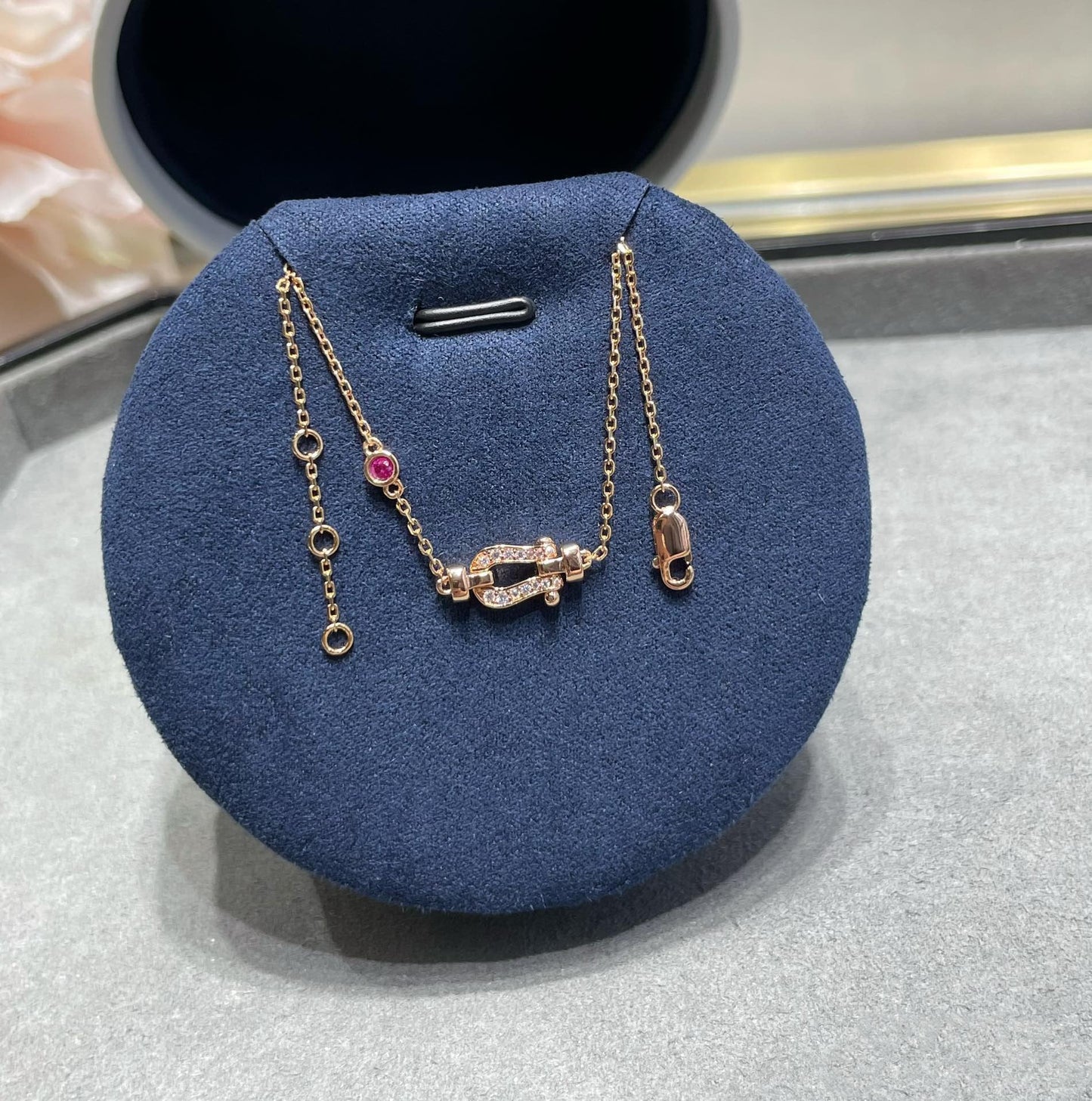 [Gaonasi]FORCE 10 DIAMOND CHAIN LINK PINK GOLD BRACELET