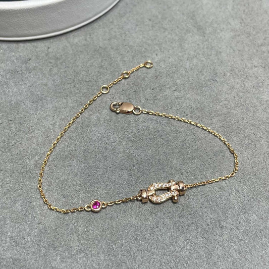 [Gaonasi]FORCE 10 DIAMOND CHAIN LINK PINK GOLD BRACELET