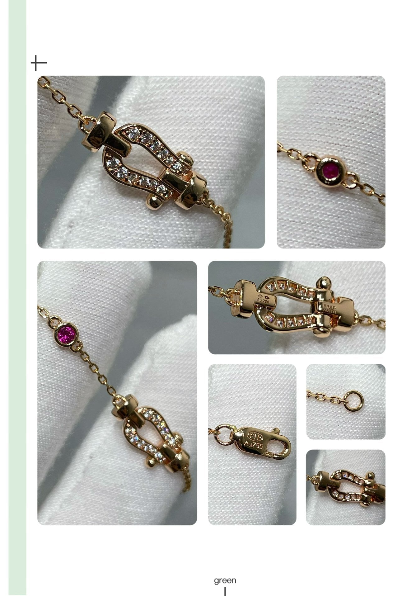 [Gaonasi]FORCE 10 DIAMOND CHAIN LINK PINK GOLD BRACELET