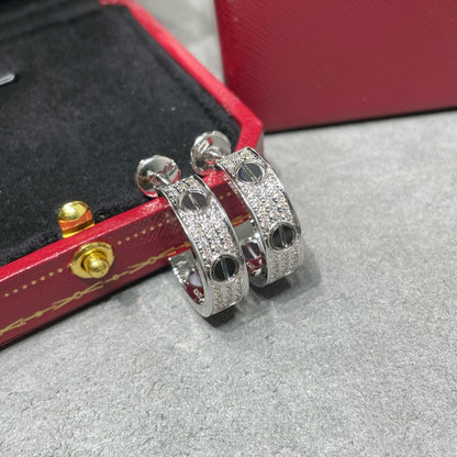 [Gaonasi Jewelry]LOVE CERAMIC DIAMOND PAVED SILVER EARRINGS