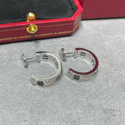 [Gaonasi Jewelry]LOVE CERAMIC DIAMOND PAVED SILVER EARRINGS