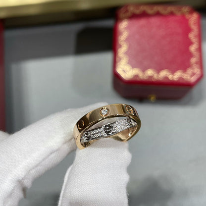 [Gaonasi Jewelry]LOVE PINK GOLD SILVER DIAMOND DOUBLE RING
