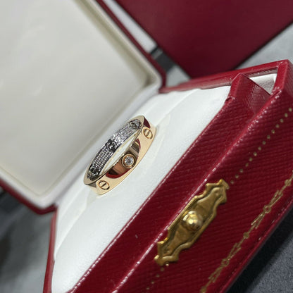 [Gaonasi Jewelry]LOVE PINK GOLD SILVER DIAMOND DOUBLE RING