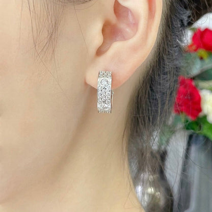 [Gaonasi Jewelry]LOVE 5.5MM DIAMOND PAVED EARRINGS