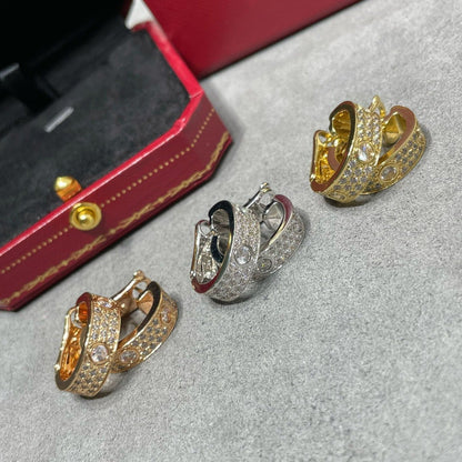 [Gaonasi Jewelry]LOVE 5.5MM DIAMOND PAVED EARRINGS