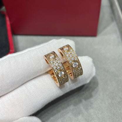 [Gaonasi Jewelry]LOVE 5.5MM DIAMOND PAVED EARRINGS