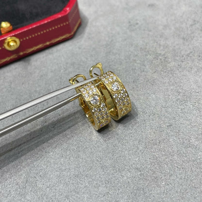 [Gaonasi Jewelry]LOVE 5.5MM DIAMOND PAVED EARRINGS