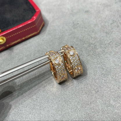 [Gaonasi Jewelry]LOVE 5.5MM DIAMOND PAVED EARRINGS