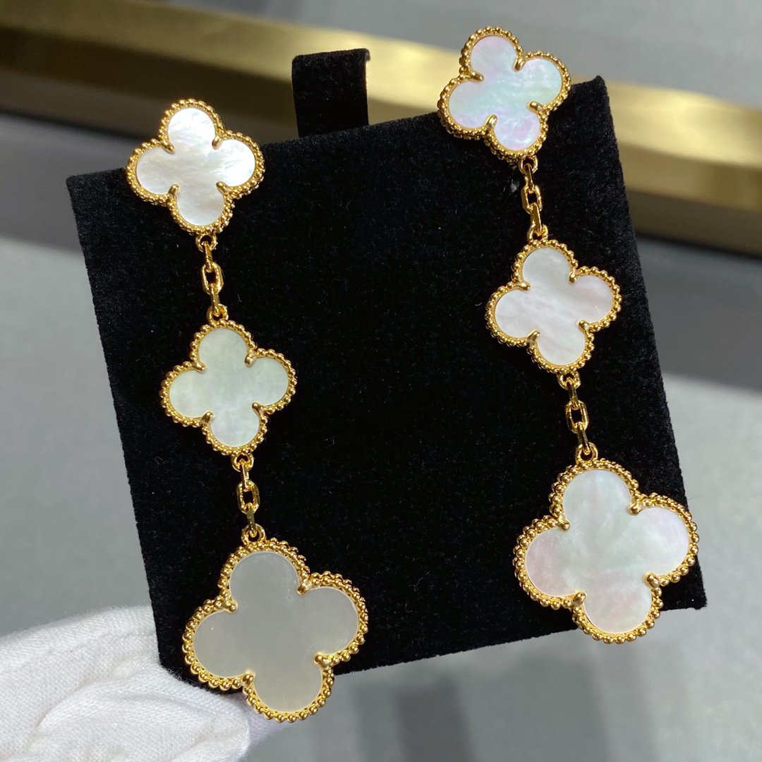 [Gaonasi]CLOVER MOP 3 MOTIFS GOLD EARRINGS