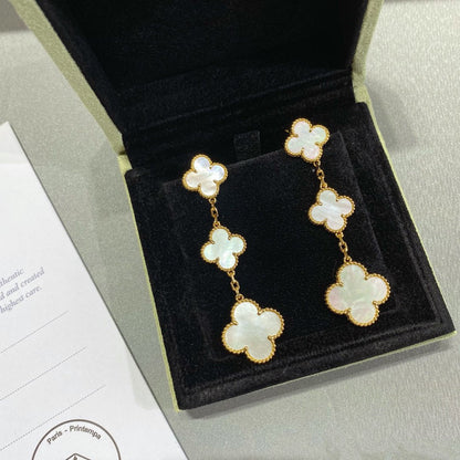 [Gaonasi]CLOVER MOP 3 MOTIFS GOLD EARRINGS