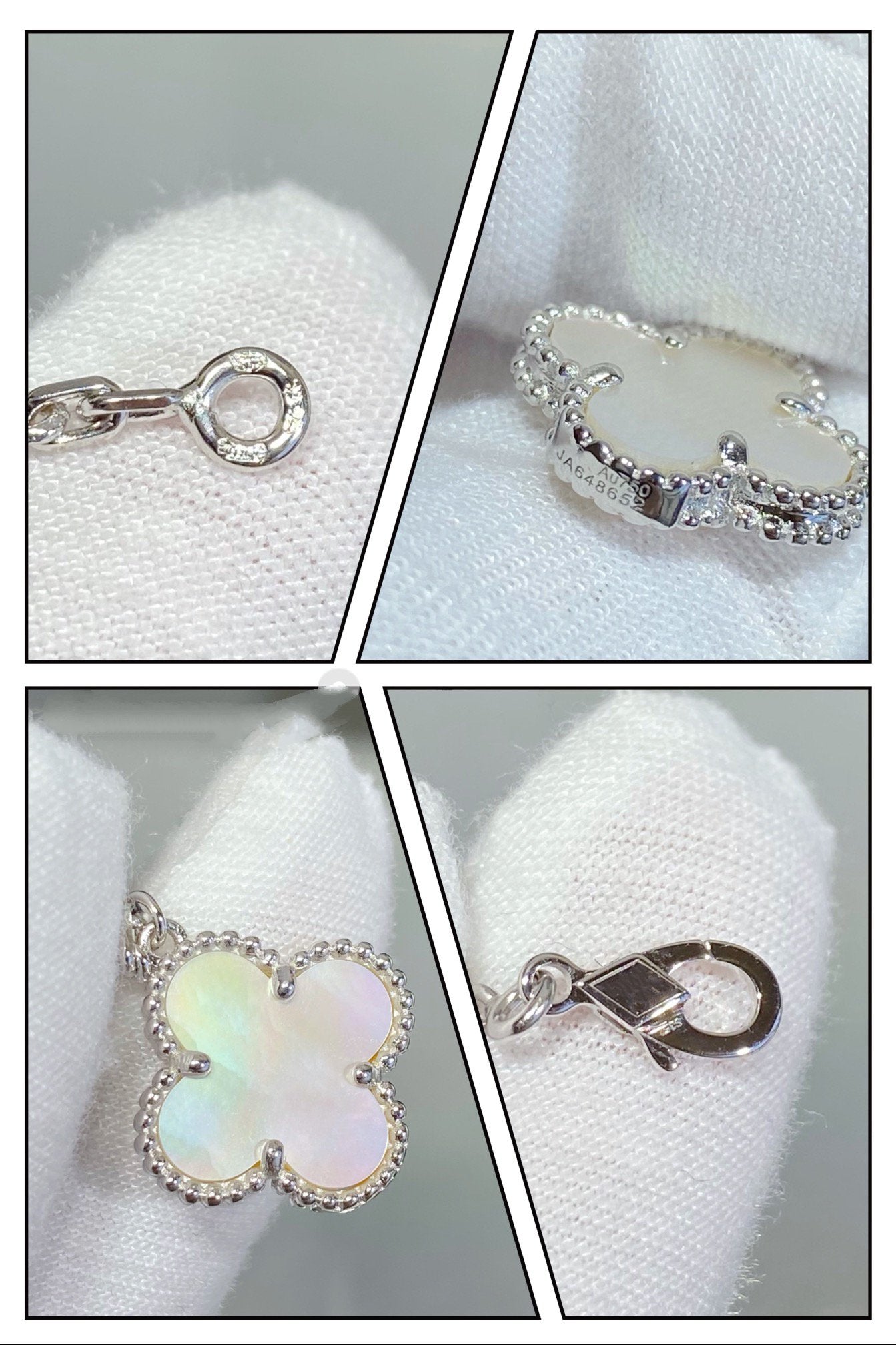 [Gaonasi]CLOVER 5 MOTIF WHITE MOP SILVER BRACELET