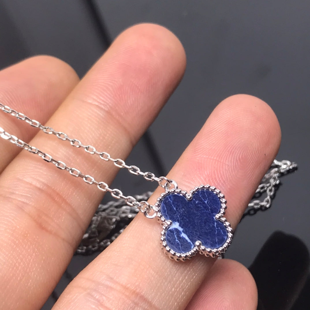 [Gaonasi]CLOVER PIETERSITE SILVER LONG NECKLACE