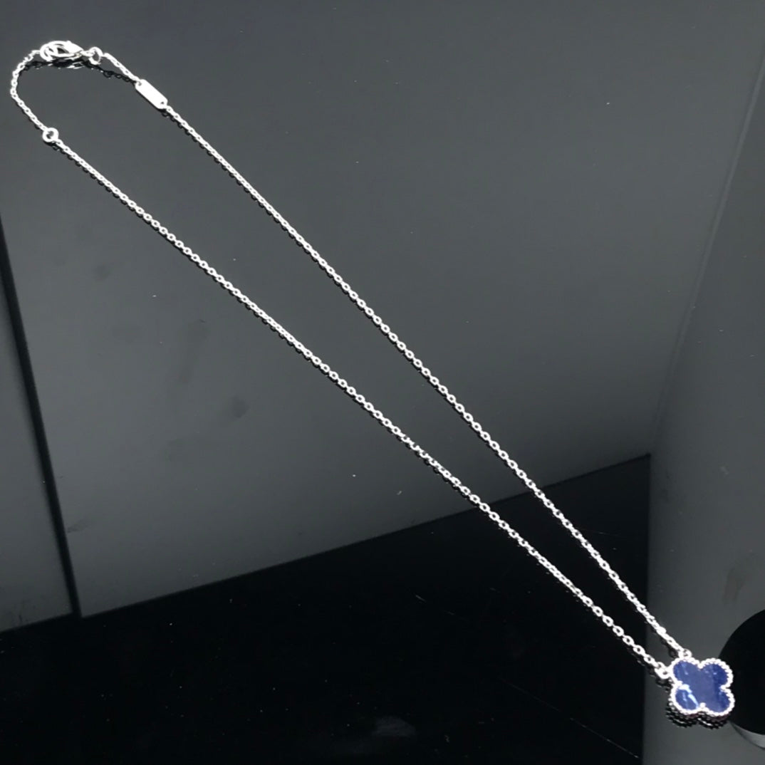 [Gaonasi]CLOVER PIETERSITE SILVER LONG NECKLACE