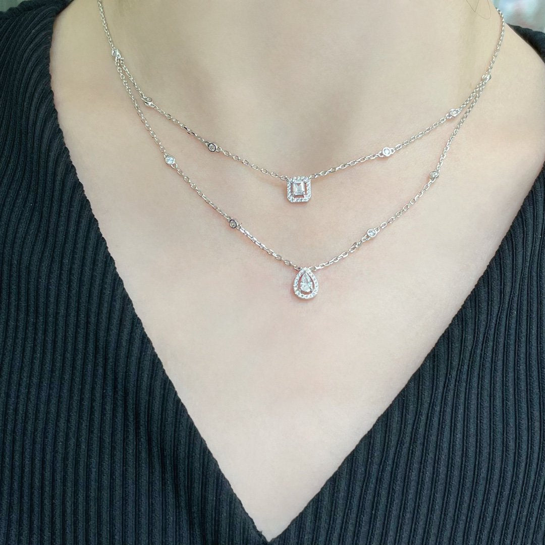 [Cadisa]MY TWIN 2 ROW DIAMOND NECKLACE