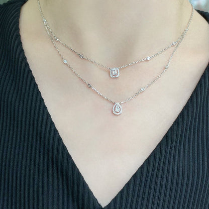[Cadisa]MY TWIN 2 ROW DIAMOND NECKLACE