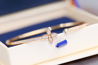 [Gaonasi]IDYLLE PINK GOLD OPEN BRACELET DIAMOND PAVED