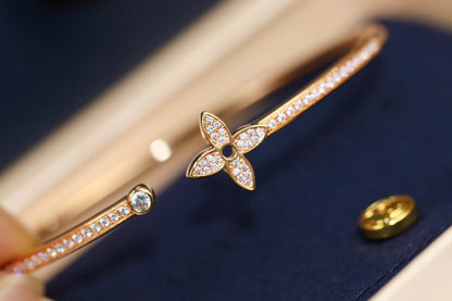 [Gaonasi]IDYLLE PINK GOLD OPEN BRACELET DIAMOND PAVED