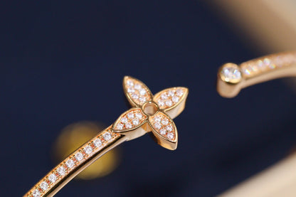 [Gaonasi]IDYLLE PINK GOLD OPEN BRACELET DIAMOND PAVED