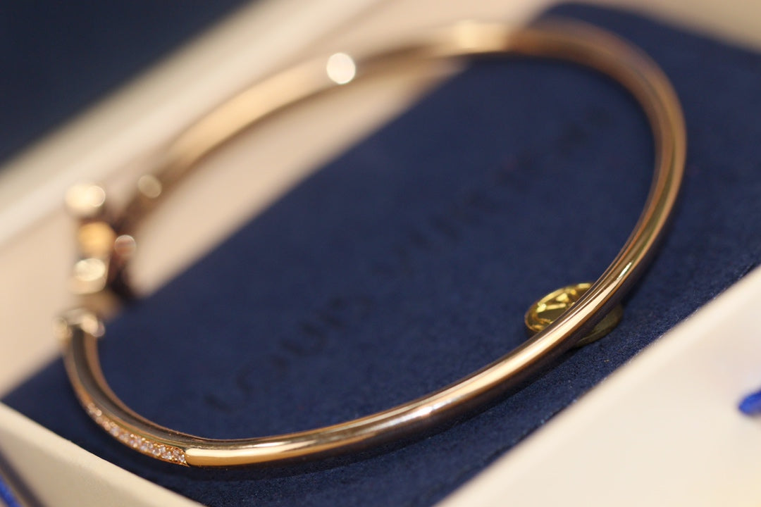 [Gaonasi]IDYLLE PINK GOLD OPEN BRACELET DIAMOND PAVED