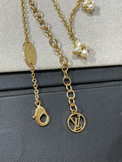 [Gaonasi]FLOWERGRAM GOLD MOP DOUBLE ROW NECKLACE