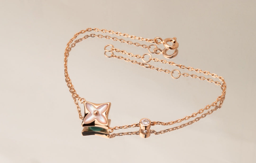 [Gaonasi]STAR PINK MOP 1 DIAMOND PINK GOLD NECKLACE