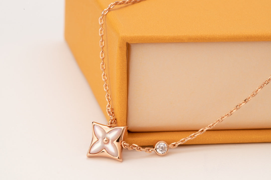 [Gaonasi]STAR PINK MOP 1 DIAMOND PINK GOLD NECKLACE