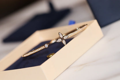 [Gaonasi]IDYLLE GOLD OPEN BRACELET DIAMOND PAVED