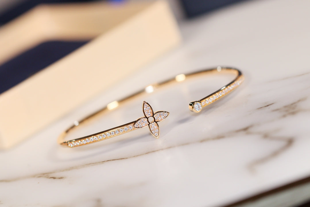 [Gaonasi]IDYLLE GOLD OPEN BRACELET DIAMOND PAVED