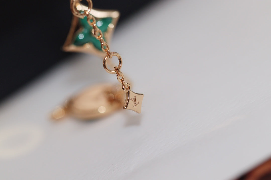 [Gaonasi]STAR AND SUN 4 MOTIF PINK GOLD MALACHITE BRACELET