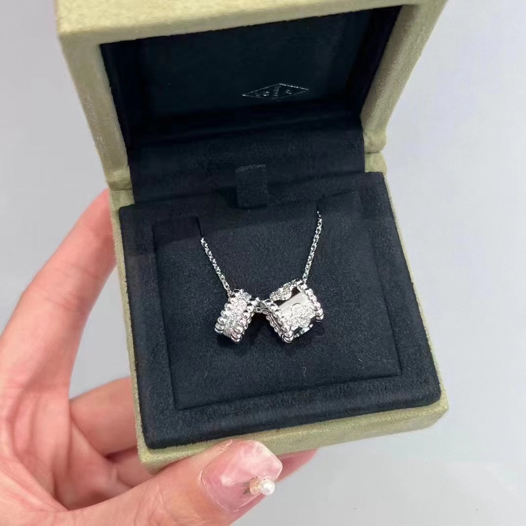 [Gaonasi]PERLEE DOUBLE PENDANT SILVER DIAMOND NECKLACE