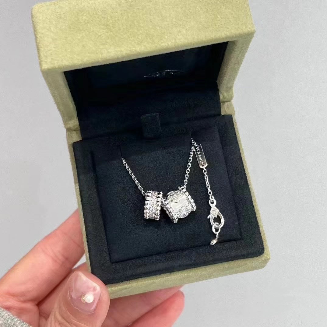 [Gaonasi]PERLEE DOUBLE PENDANT SILVER DIAMOND NECKLACE