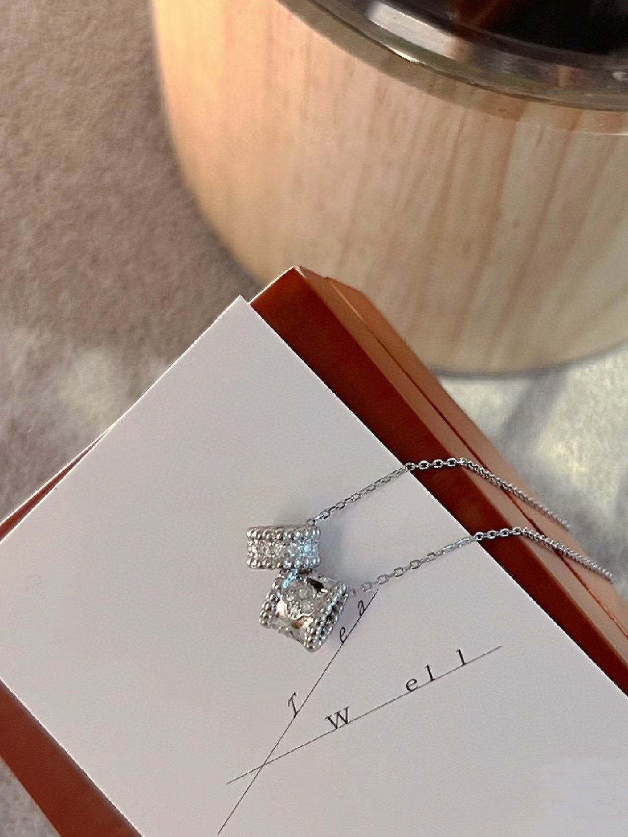 [Gaonasi]PERLEE DOUBLE PENDANT SILVER DIAMOND NECKLACE