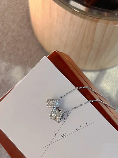 [Gaonasi]PERLEE DOUBLE PENDANT SILVER DIAMOND NECKLACE