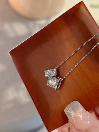 [Gaonasi]PERLEE DOUBLE PENDANT SILVER DIAMOND NECKLACE