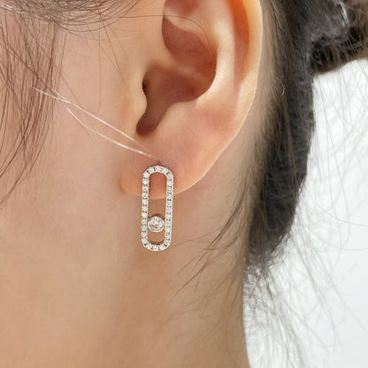 [Cadisa]MOVE UNO STUD DIAMOND PAVED EARRINGS