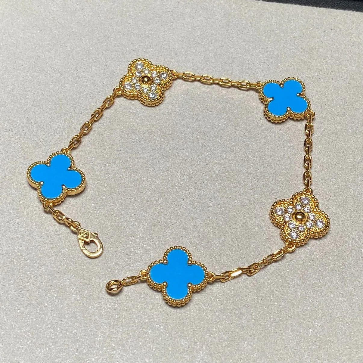 [Gaonasi] CLOVER 5 MOTIF BLUE AGATE BRACELET COLLECTION