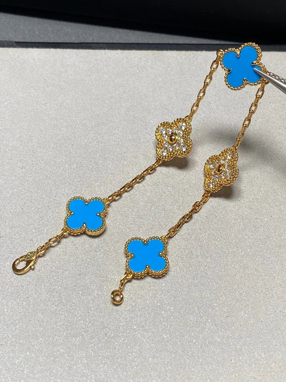 [Gaonasi] CLOVER 5 MOTIF BLUE AGATE BRACELET COLLECTION