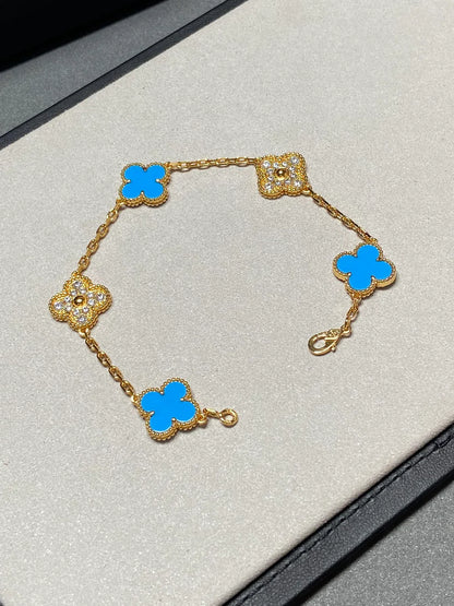 [Gaonasi] CLOVER 5 MOTIF BLUE AGATE BRACELET COLLECTION