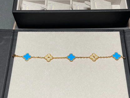 [Gaonasi] CLOVER 5 MOTIF BLUE AGATE BRACELET COLLECTION