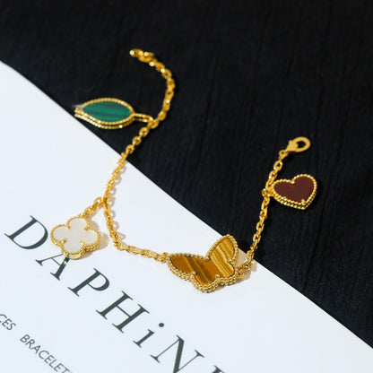 [Gaonasi]LUCKY SPRING 5 MOTIF GOLD BRACELET