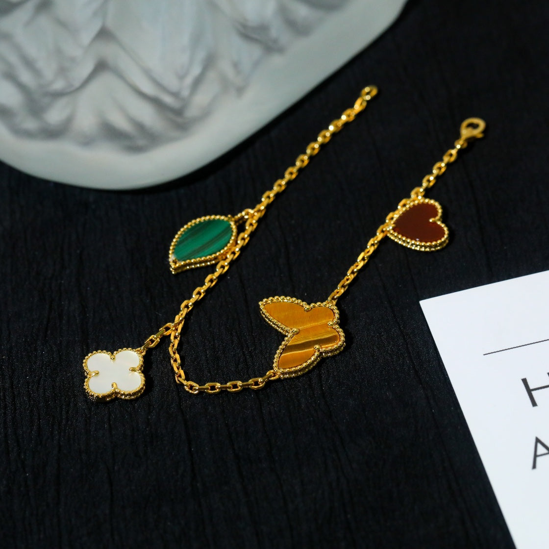 [Gaonasi]LUCKY SPRING 5 MOTIF GOLD BRACELET
