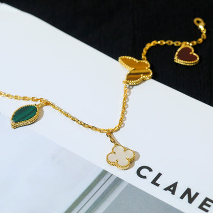 [Gaonasi]LUCKY SPRING 5 MOTIF GOLD BRACELET