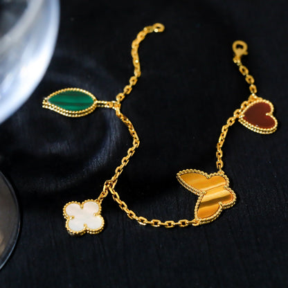 [Gaonasi]LUCKY SPRING 5 MOTIF GOLD BRACELET