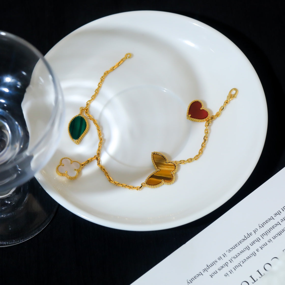 [Gaonasi]LUCKY SPRING 5 MOTIF GOLD BRACELET