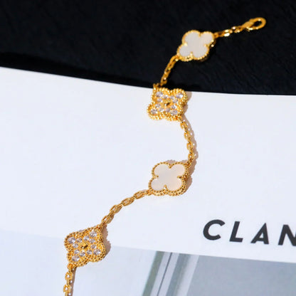 [Gaonasi]CLOVER WHITE PEARL MOP 5 MOTIF BRACELET COLLECTION