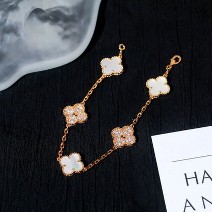 [Gaonasi]CLOVER WHITE PEARL MOP 5 MOTIF BRACELET COLLECTION
