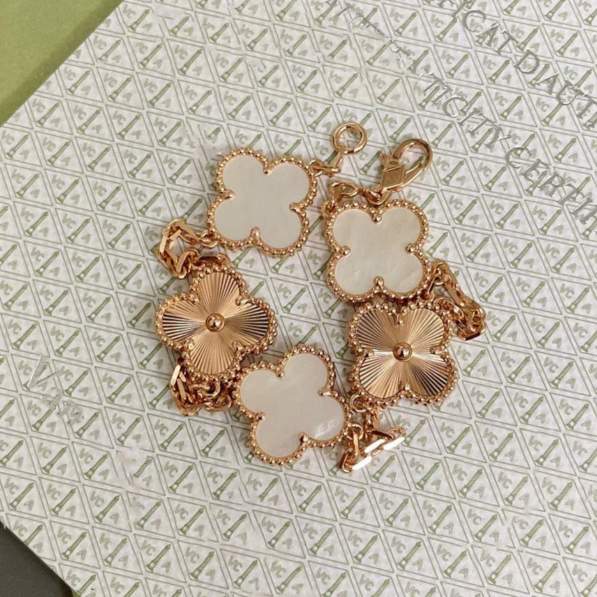 [Gaonasi]CLOVER WHITE PEARL MOP 5 MOTIF BRACELET COLLECTION